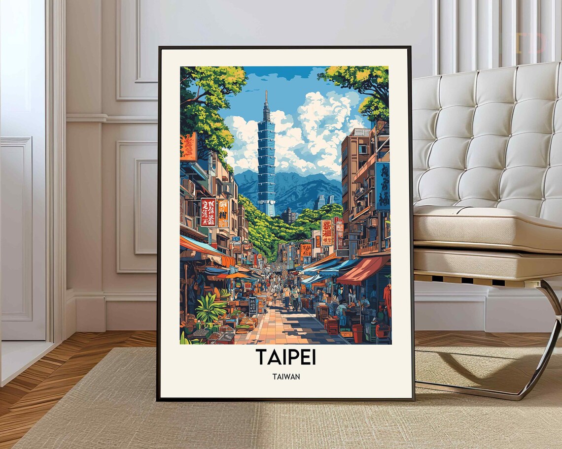 Taipei Poster Wall Art Print Photo City Map Taiwan