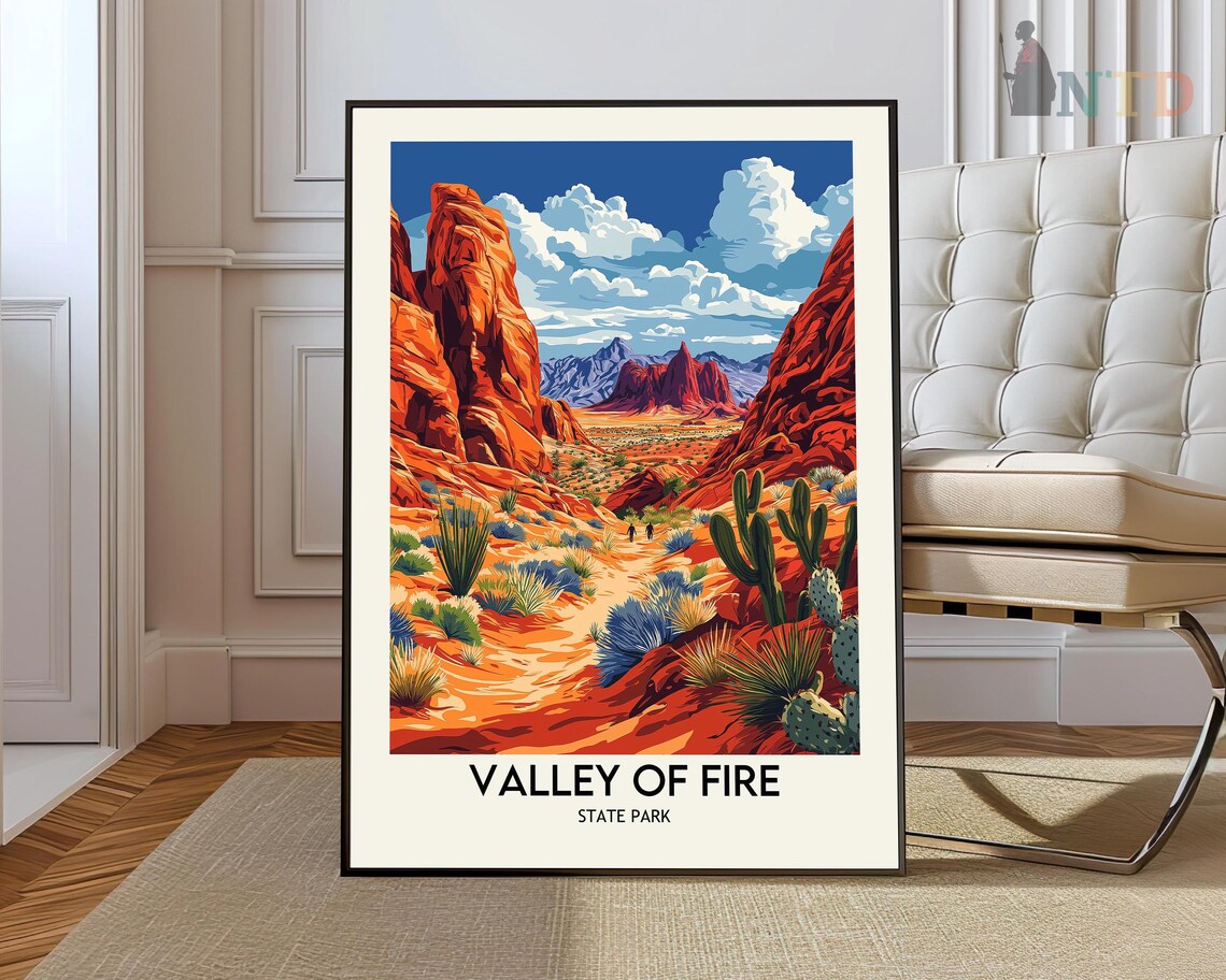 Valley Of Fire State Park Red Rocks Desert Vintage Travel Poster