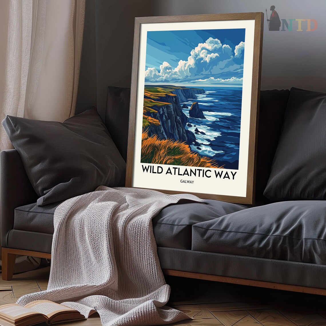 Wild Atlantic Way Galway Ireland Sea Cliffs Vintage Travel Poster - Image 3