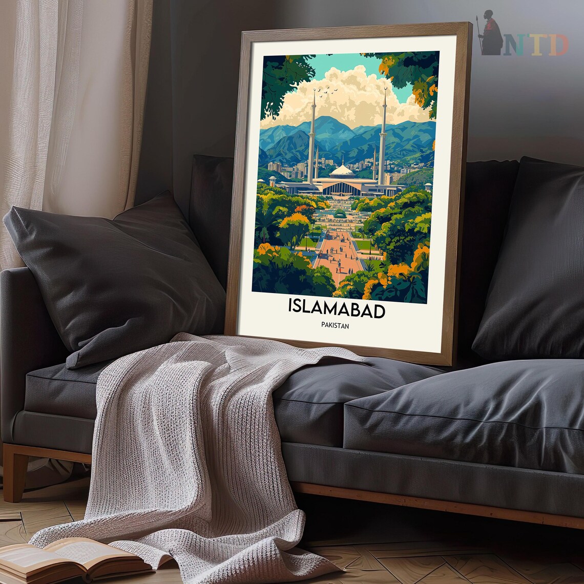 Islamabad Pakistan Grand Faisal Mosque Margalla Hills View Poster - Image 3