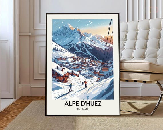 Alpedhuez Ski Resort Poster Wall Art Print Photo French Alps