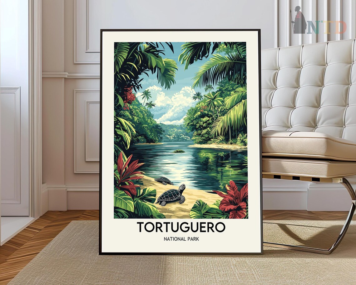 Tortuguero National Park Sea Turtles Sandy Beach River Poster