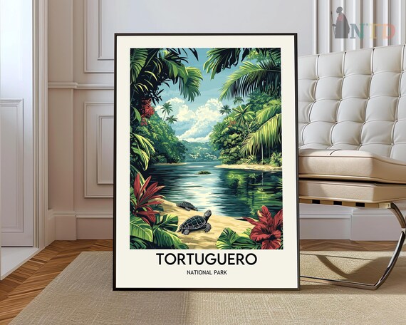 Tortuguero National Park Sea Turtles Sandy Beach River Poster