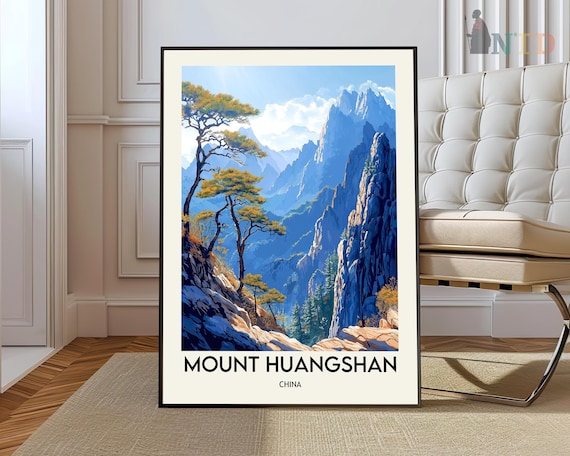 Mount Huangshan China Granite Peaks Pine Trees Travel Poster