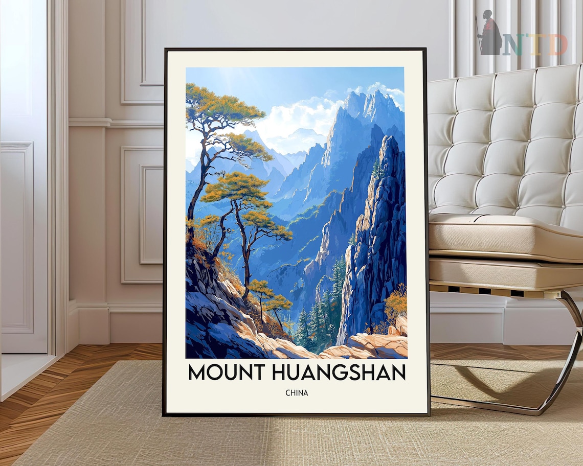 Mount Huangshan China Granite Peaks Pine Trees Travel Poster
