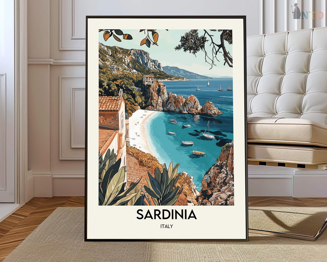 Sardinia Poster Wall Art Print Photo Travel City Map