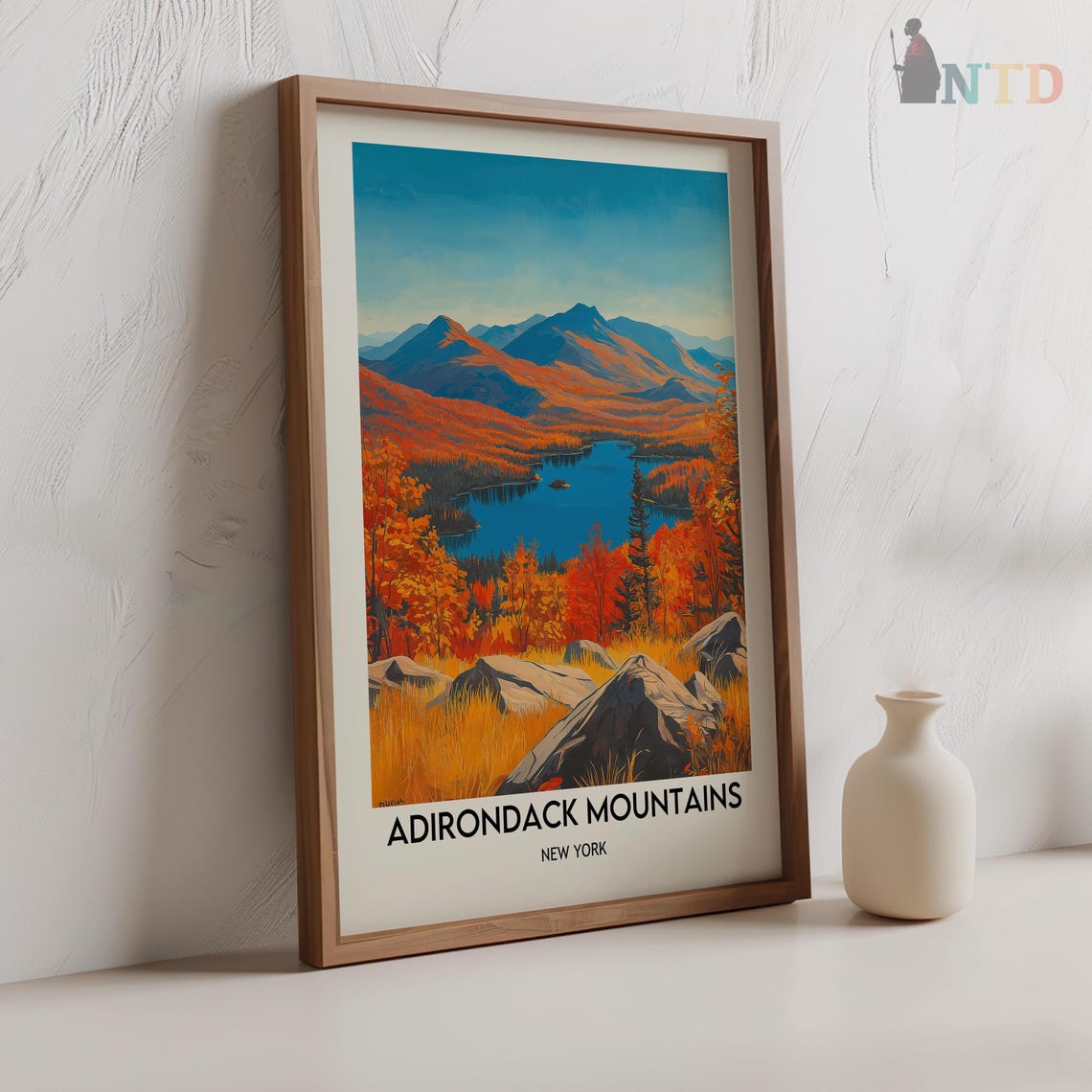 Adirondack Mountains New York Autumn Lake Fall Foliage Peaks Poster - Image 2
