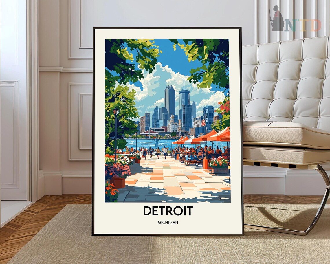 Detroit Poster Print, Michigan City Wall Art