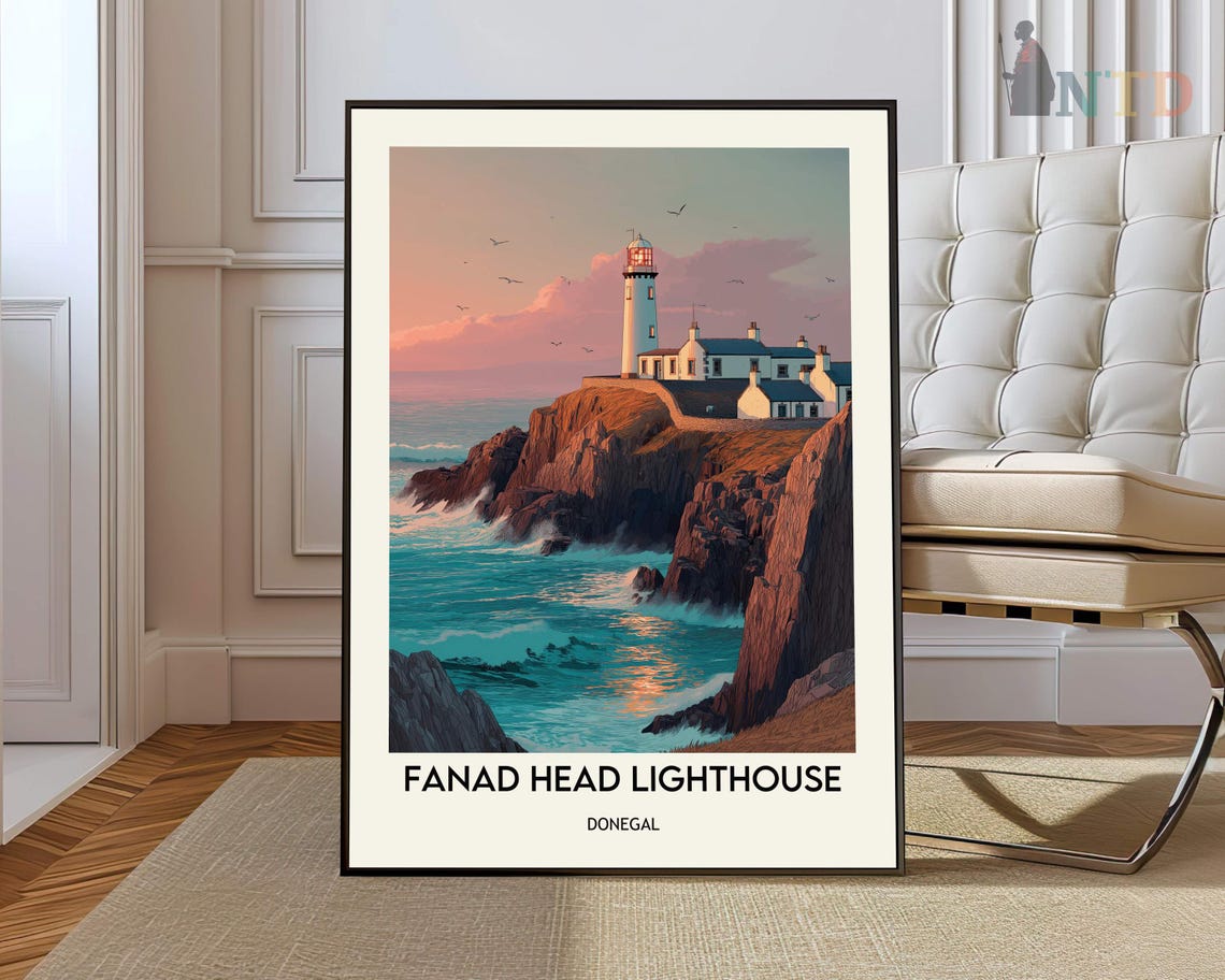 Fanad Head Lighthouse Sunset Over Cliffs Donegal Ireland Poster
