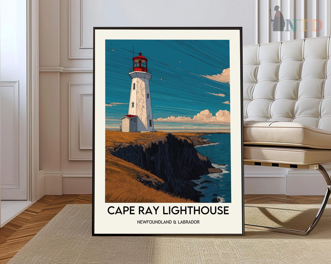 Cape Ray Lighthouse Golden Cliffs Newfoundland Travel Poster