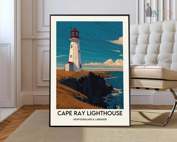 Cape Ray Lighthouse Poster Wall Art Print Photo Newfoundland