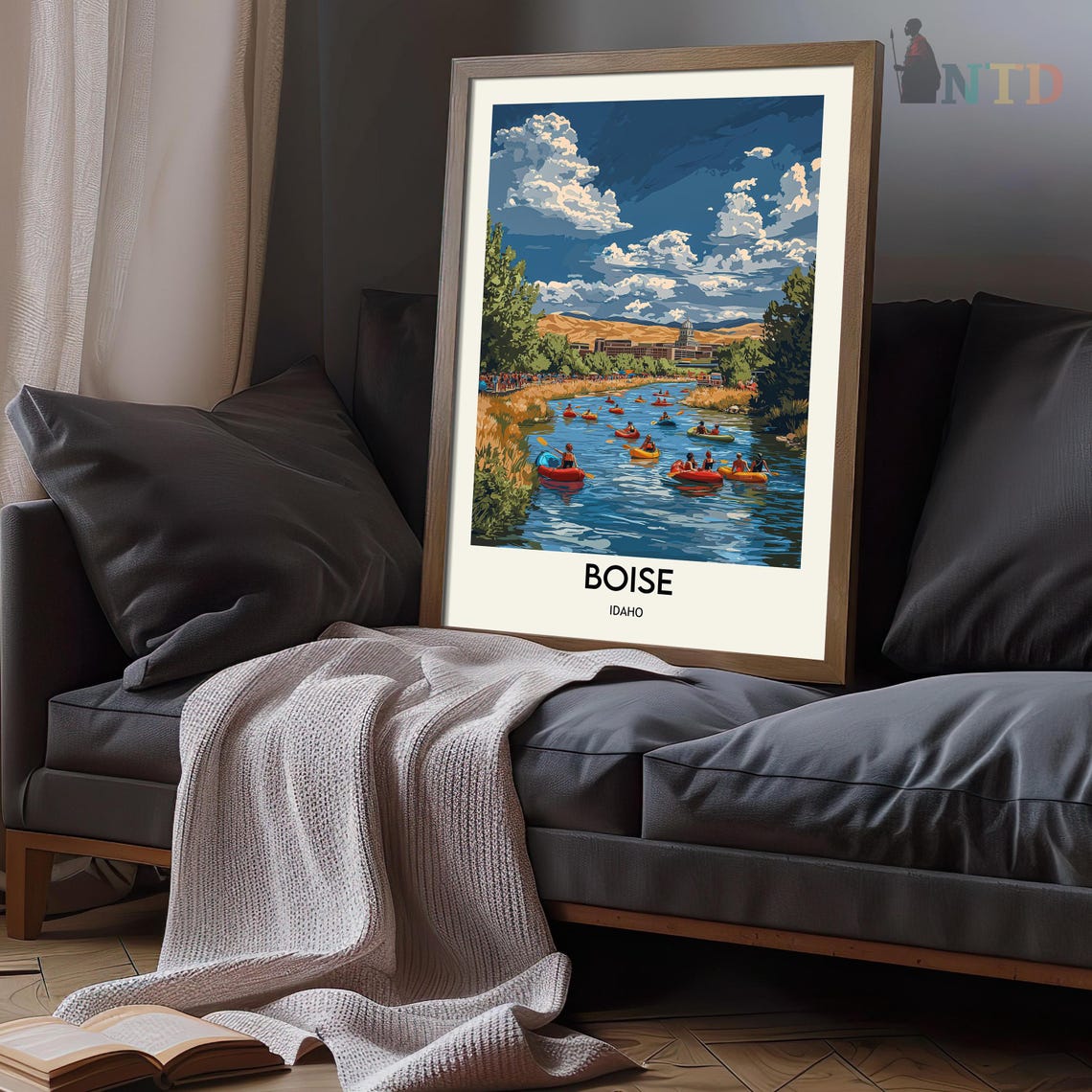 Boise Idaho Boise River Floaters Summer Day Vintage Travel Poster - Image 3