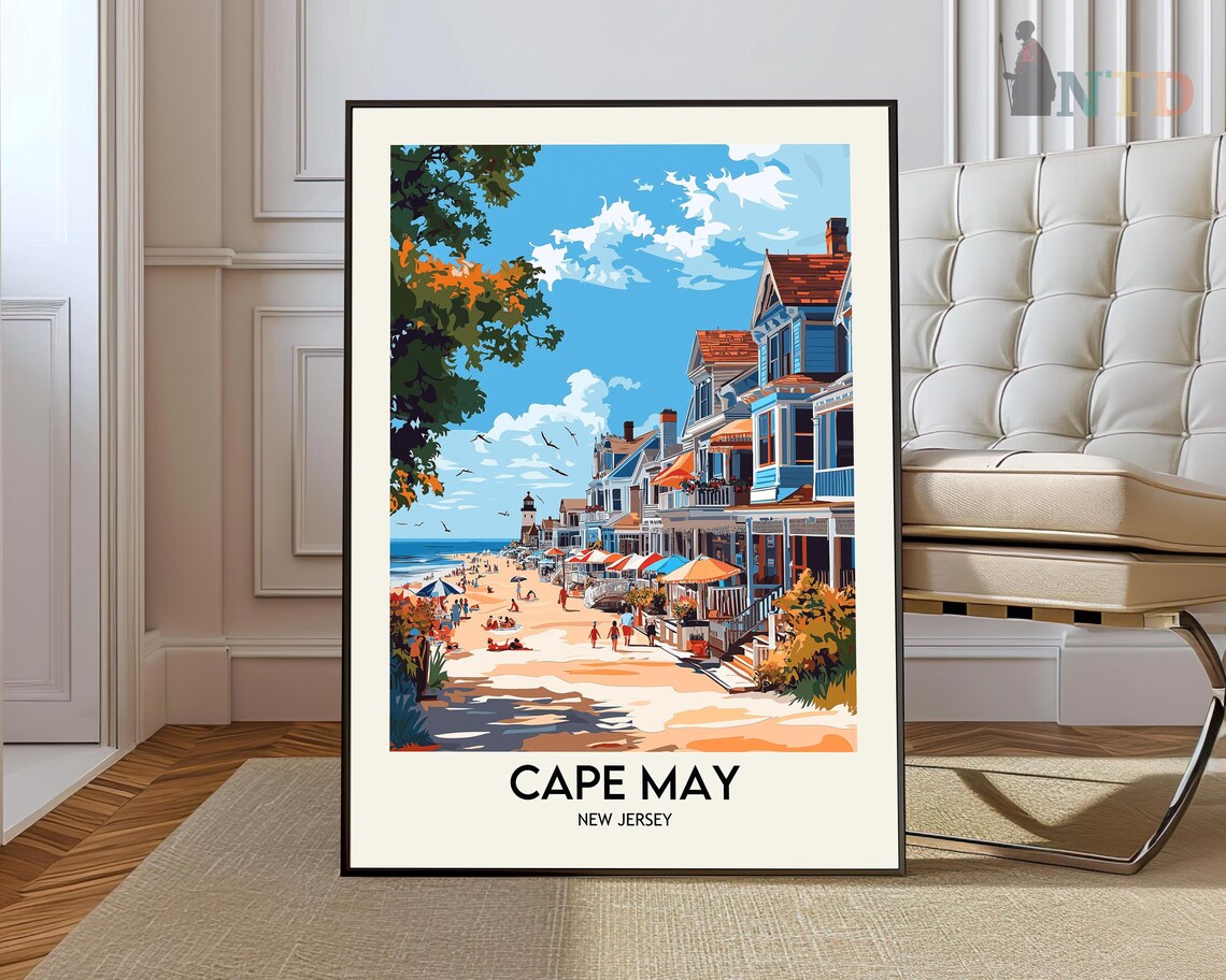 Cape May New Jersey Victorian Beach Town Boardwalk Travel Poster