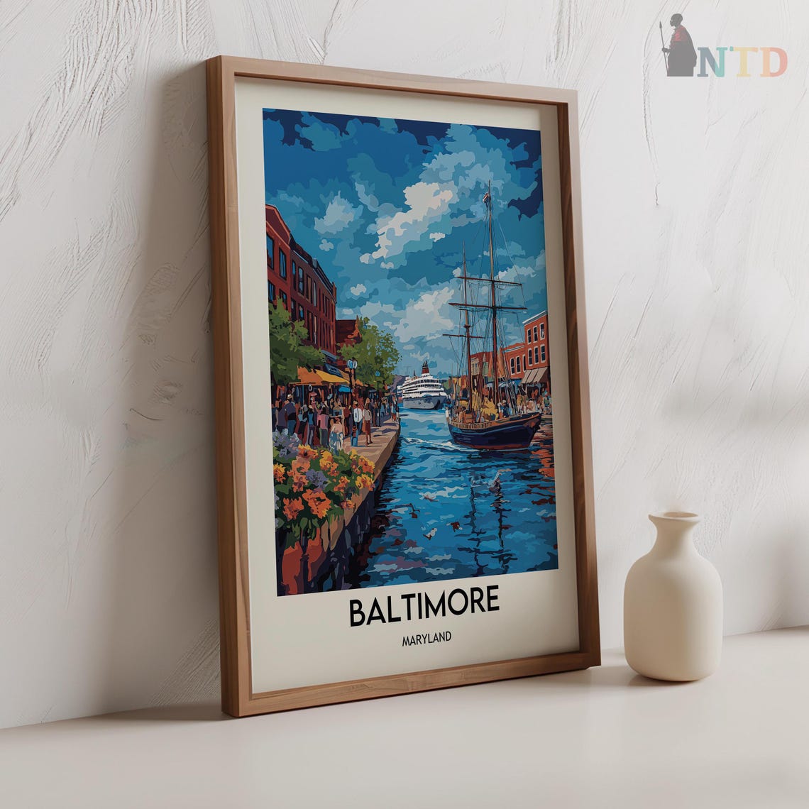 Tall Ship Docked at Baltimore Inner Harbor Maryland Travel Poster - Image 2