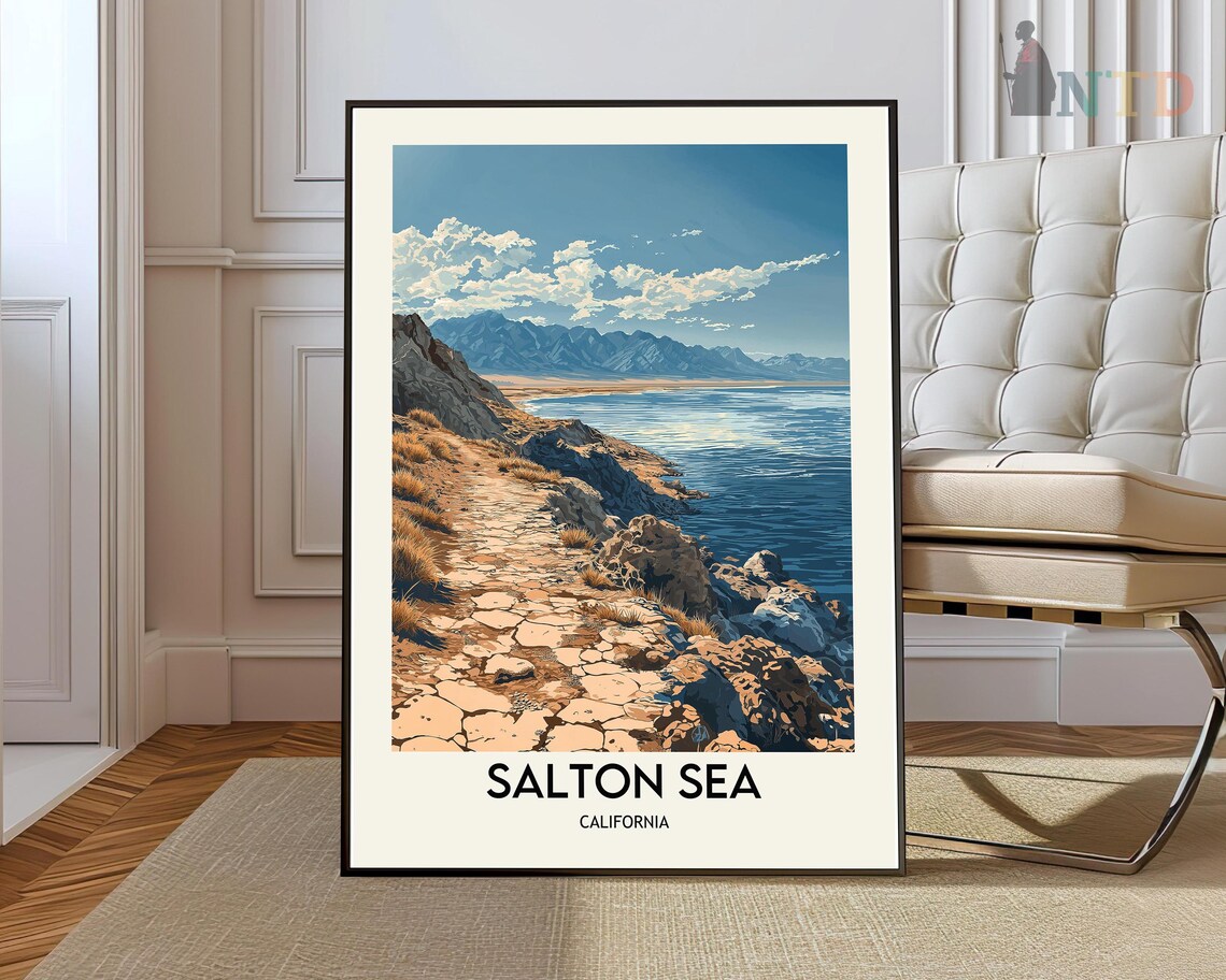 Salton Sea California Cracked Desert Shore Travel Poster Art