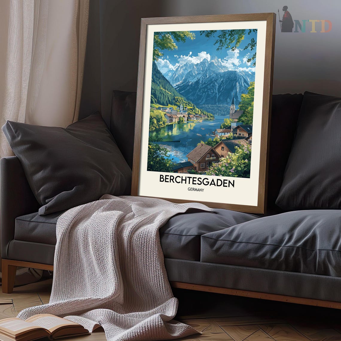 Berchtesgaden Germany Alpine Lake Village Mountains Travel Poster - Image 3
