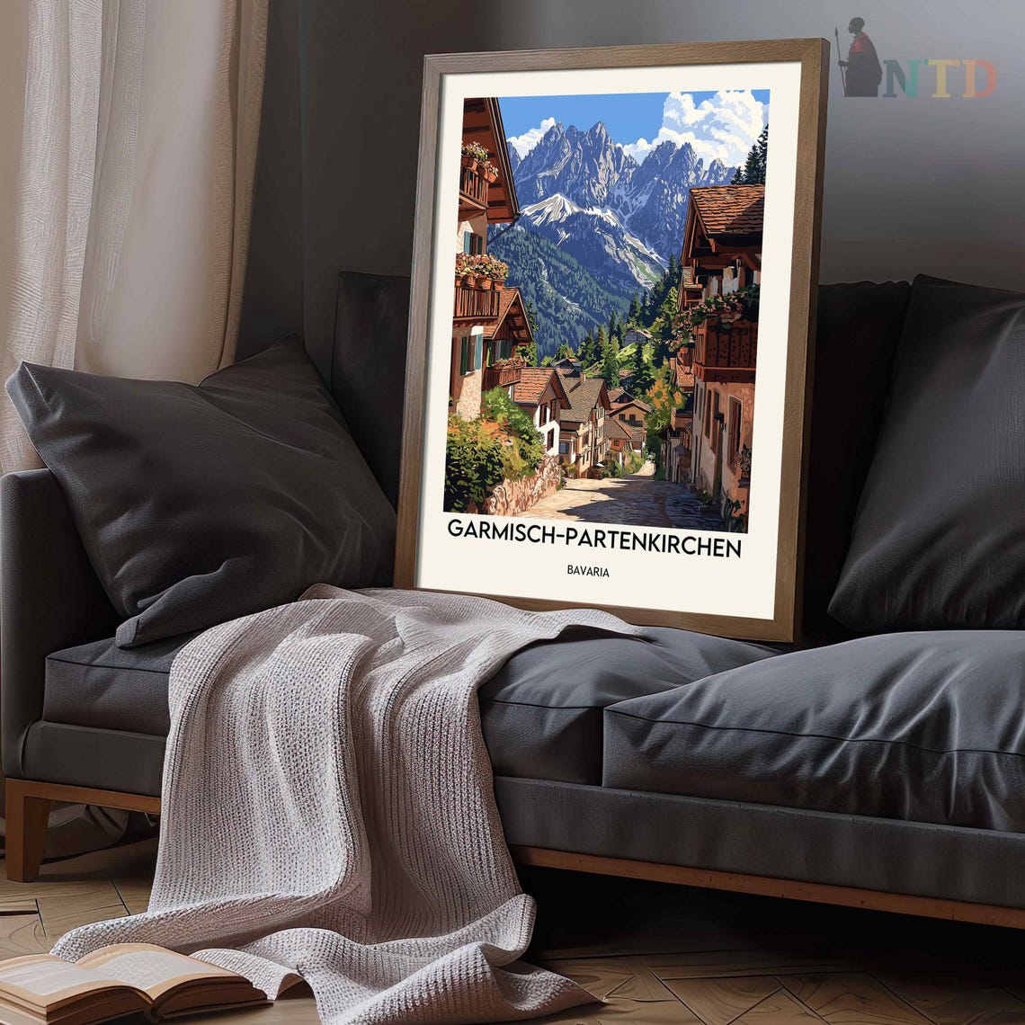 Garmisch-Partenkirchen Bavaria Alpine Village Street Peaks Poster - Image 3
