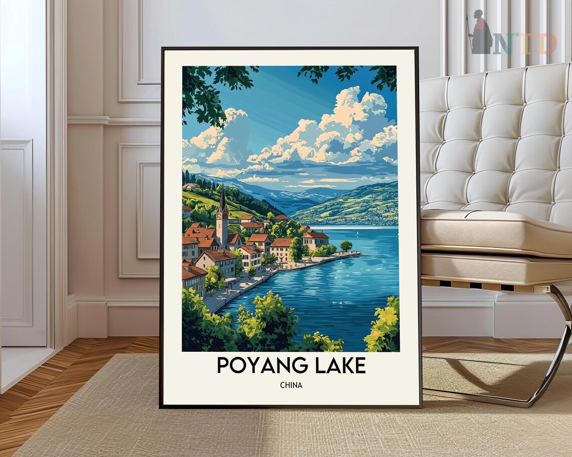 Poyang Lake Travel Poster, China Art Print