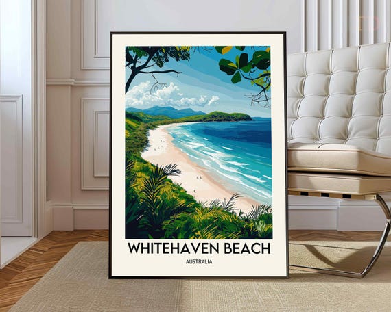 Whitehaven Beach Poster Wall Art Print Photo Australia