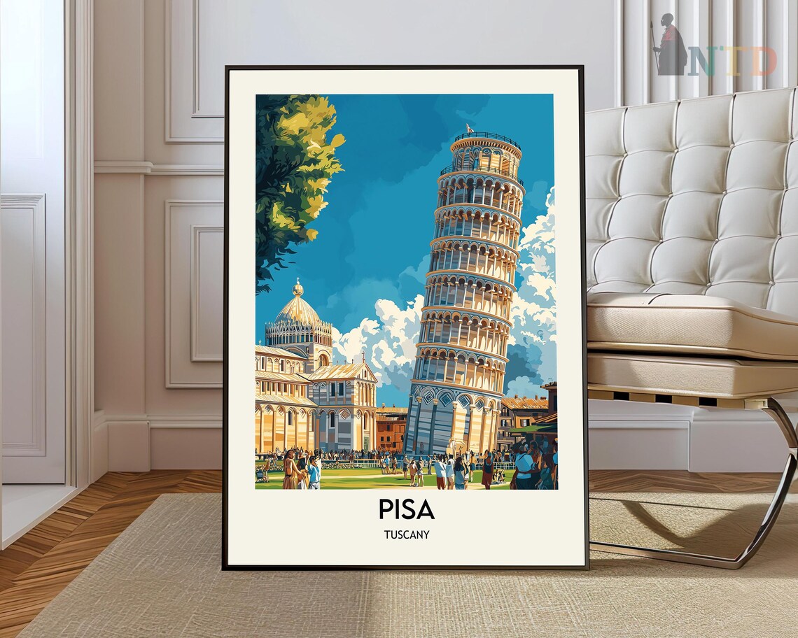 Pisa Tuscany Leaning Tower Italy Famous Landmark Travel Poster