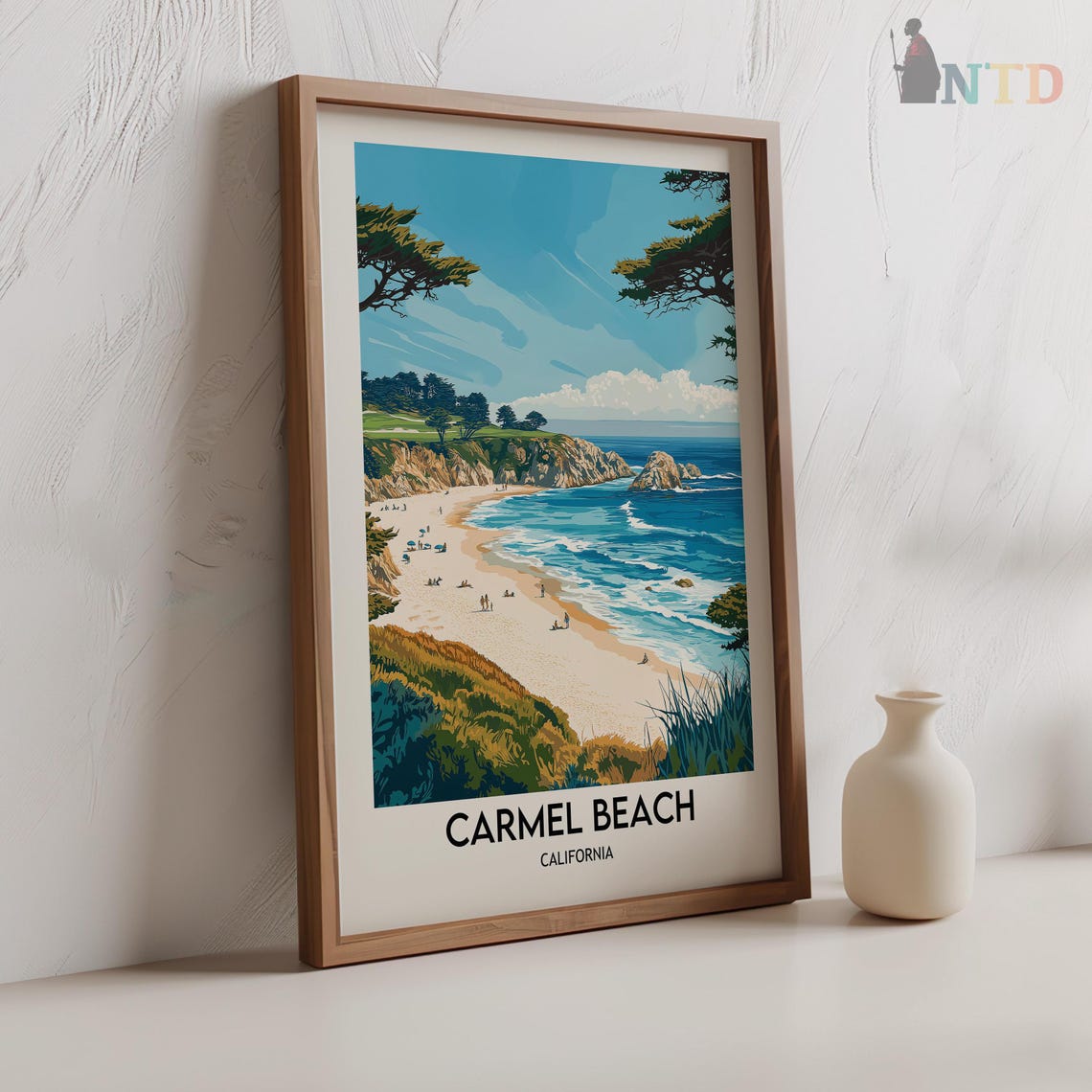 Carmel Beach Cypress Cliffs Ocean Cove Vintage Travel Poster - Image 2
