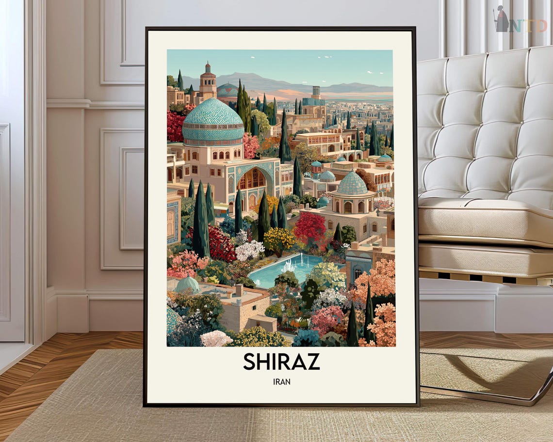Shiraz Iran Turquoise Domes Above Blossoming Spring Gardens Poster