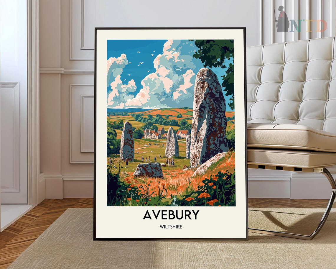Ancient Standing Stones Avebury Wiltshire England Travel Poster
