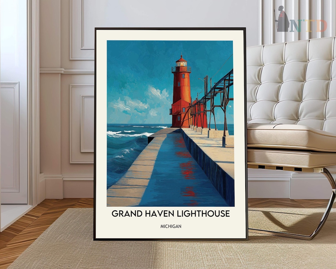 Grand Lighthouse Poster Print, Lake Michigan