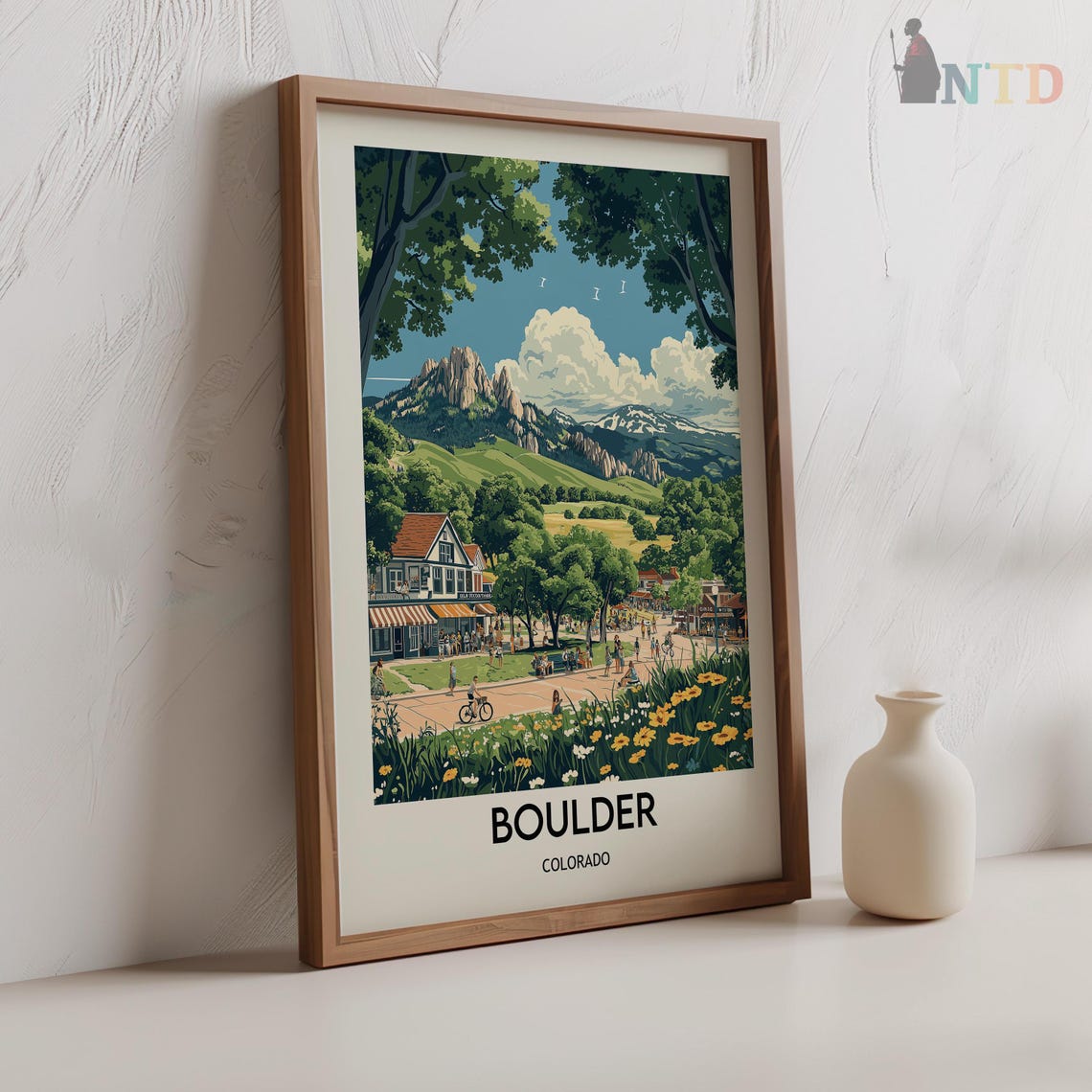 Boulder Colorado Flatirons Summer Wildflowers Main Street Poster - Image 2