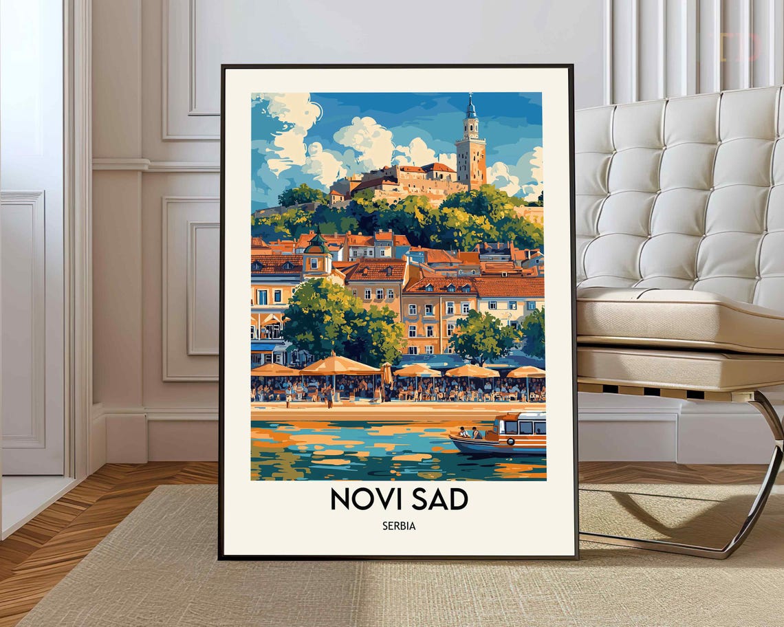 Novi Sad Serbia Danube Riverfront Old Town Vintage Travel Poster