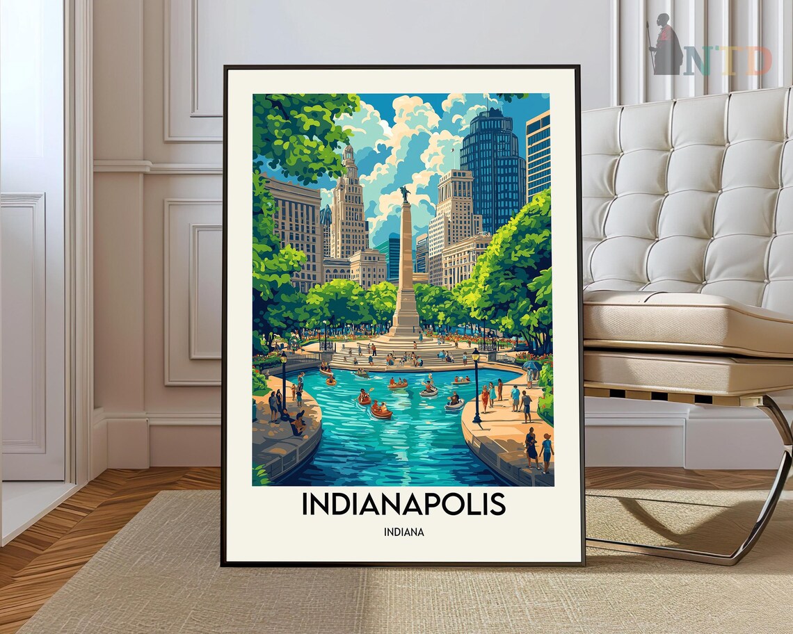 Indianapolis Indiana Downtown Canal Walk Monument Park Poster
