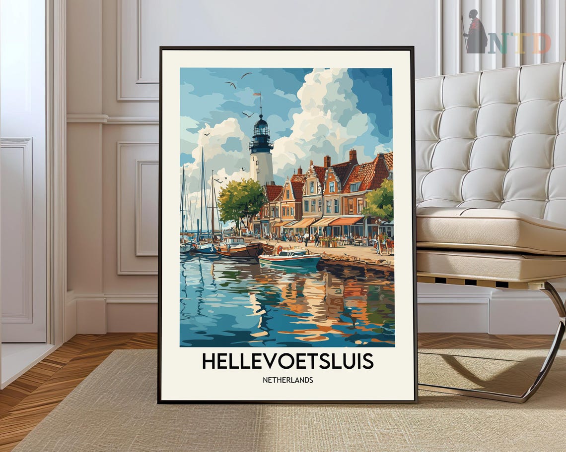 Hellevoetsluis Netherlands Lighthouse Sailboat Harbor Scene Poster
