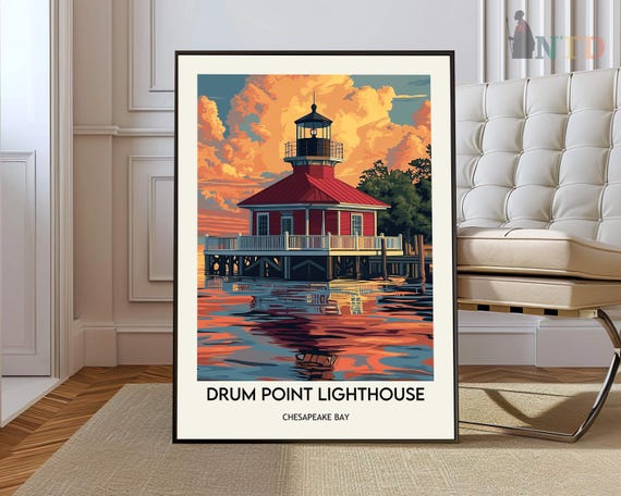 Drum Point Lighthouse Poster Wall Art Print Photo Solomons Maryland