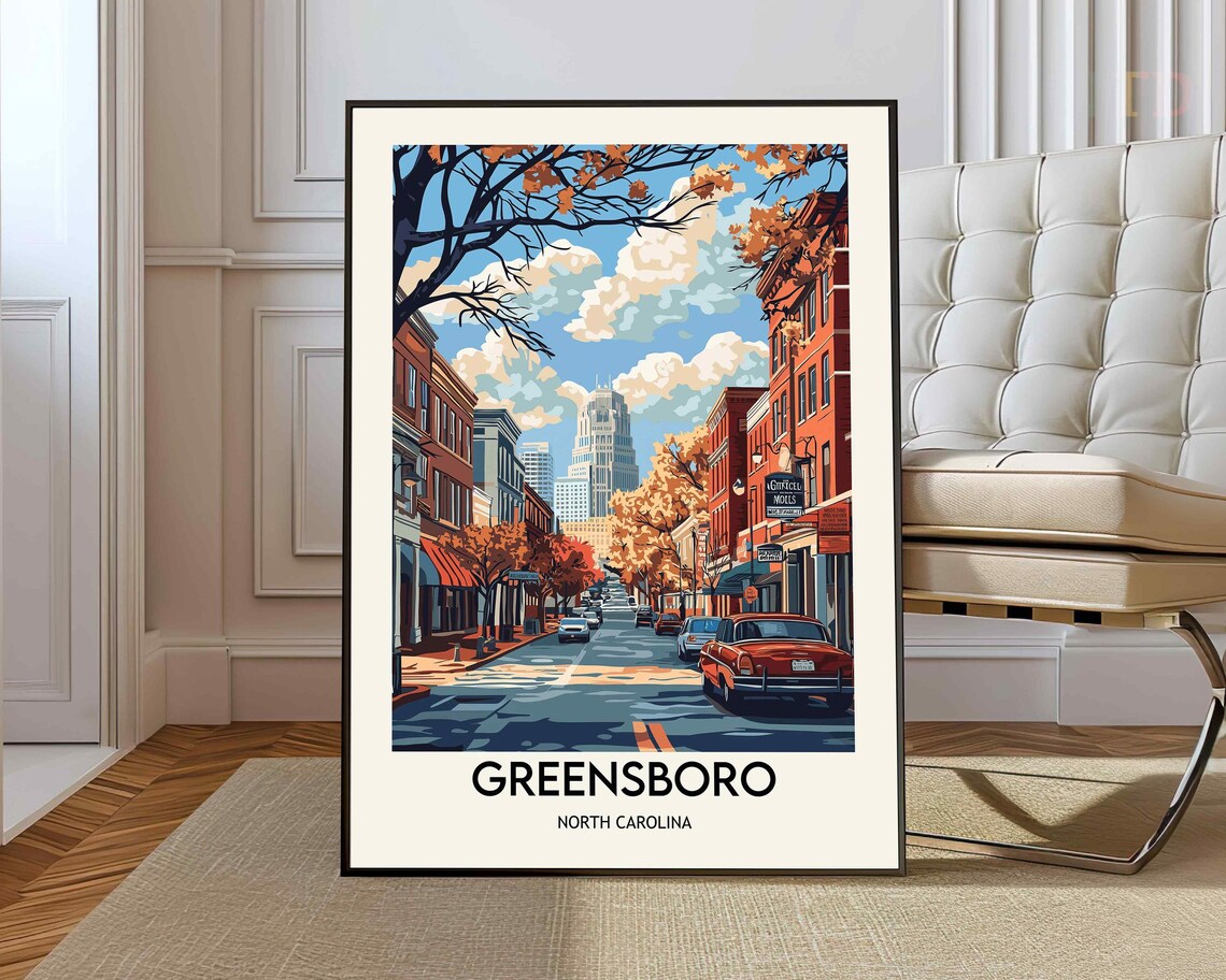 Greensboro Travel Poster, North Carolina Art Print