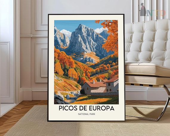 Picos de Europa National Park Autumn Farmhouse Stone House Poster