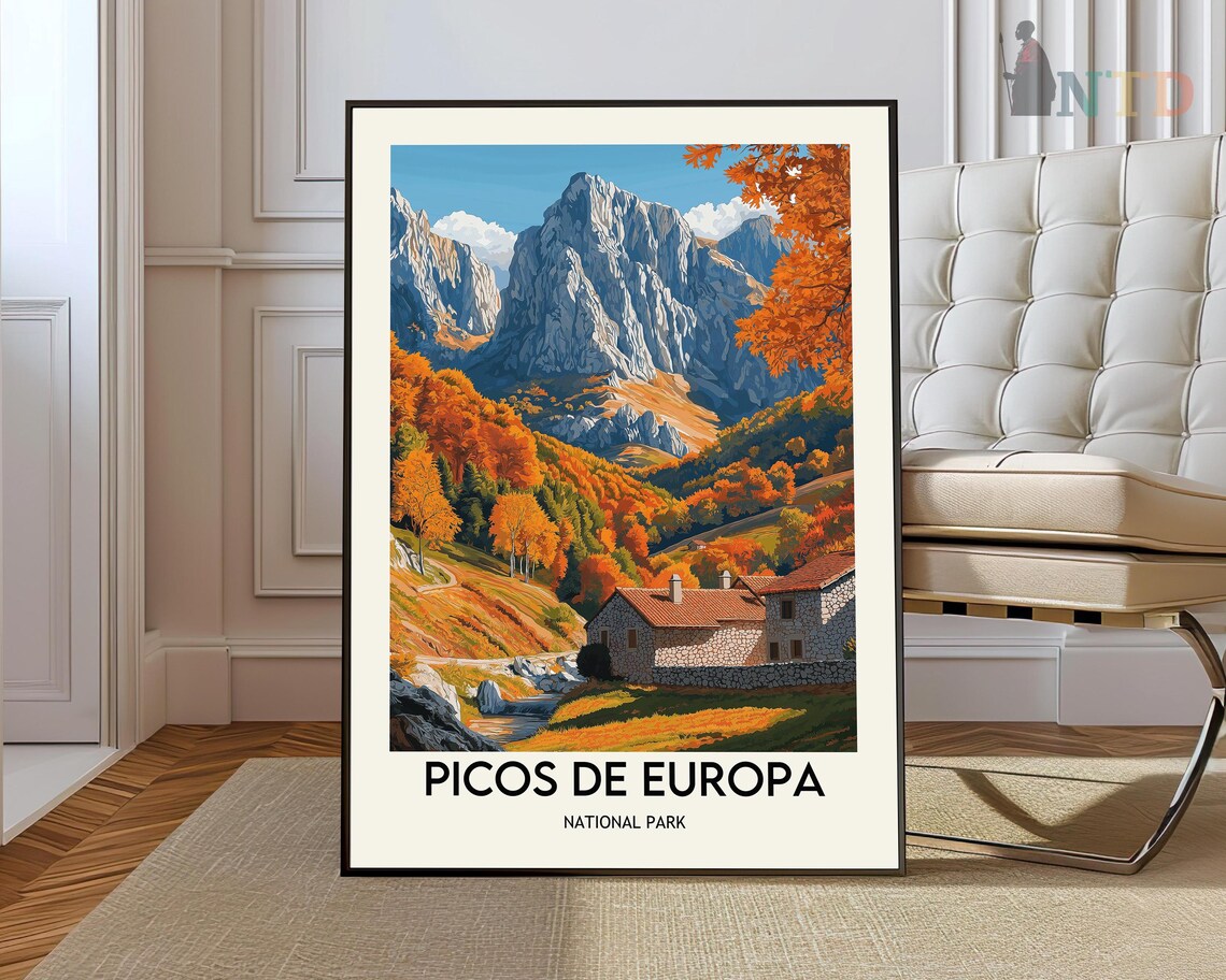 Picos de Europa National Park Autumn Farmhouse Stone House Poster