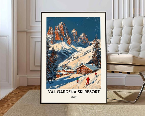 Val Gardena Ski Resort Poster Wall Art Print Photo Dolomites Italy