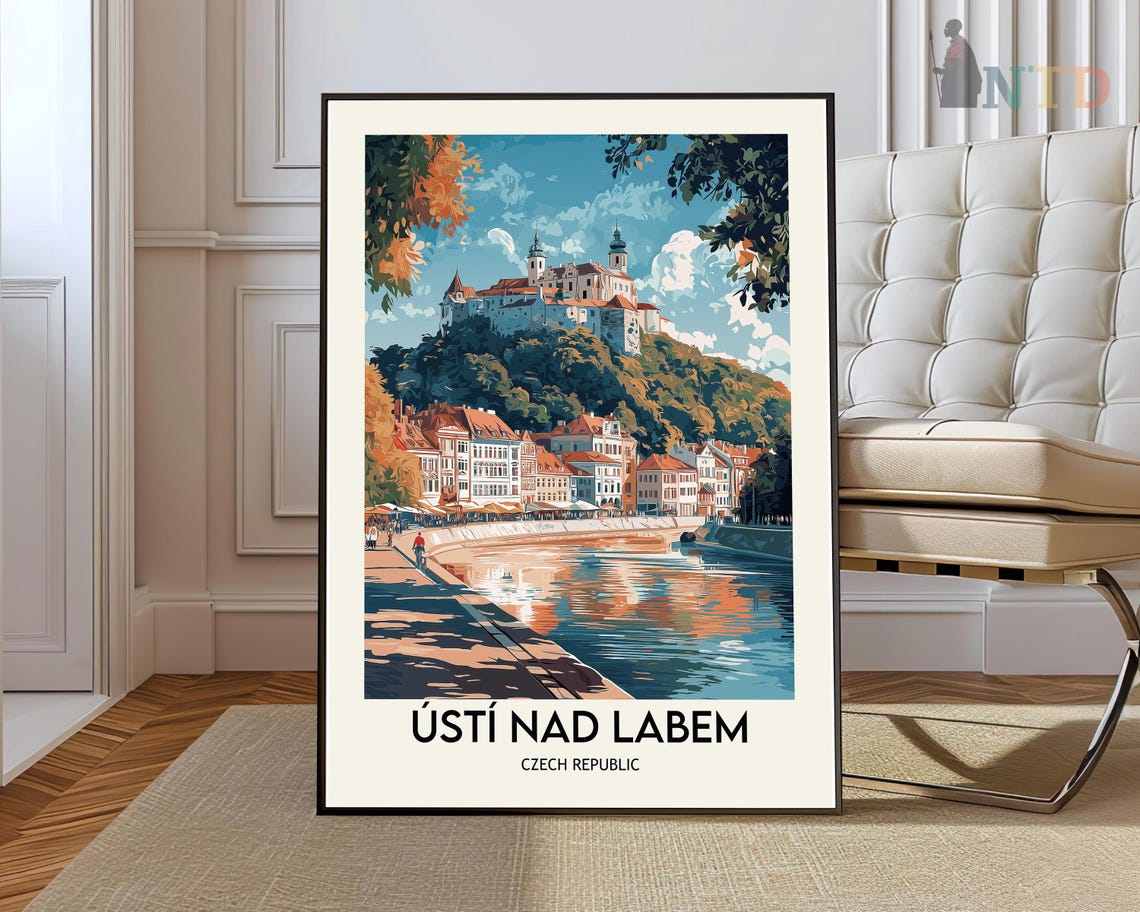 Ústí nad Labem Czech Republic Elbe Riverside Chateau View Poster