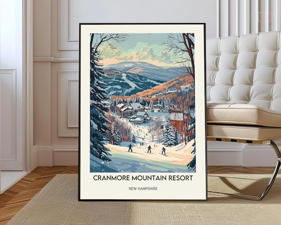 Cranmore Mountain Resort New Hampshire Vintage Ski Travel Poster