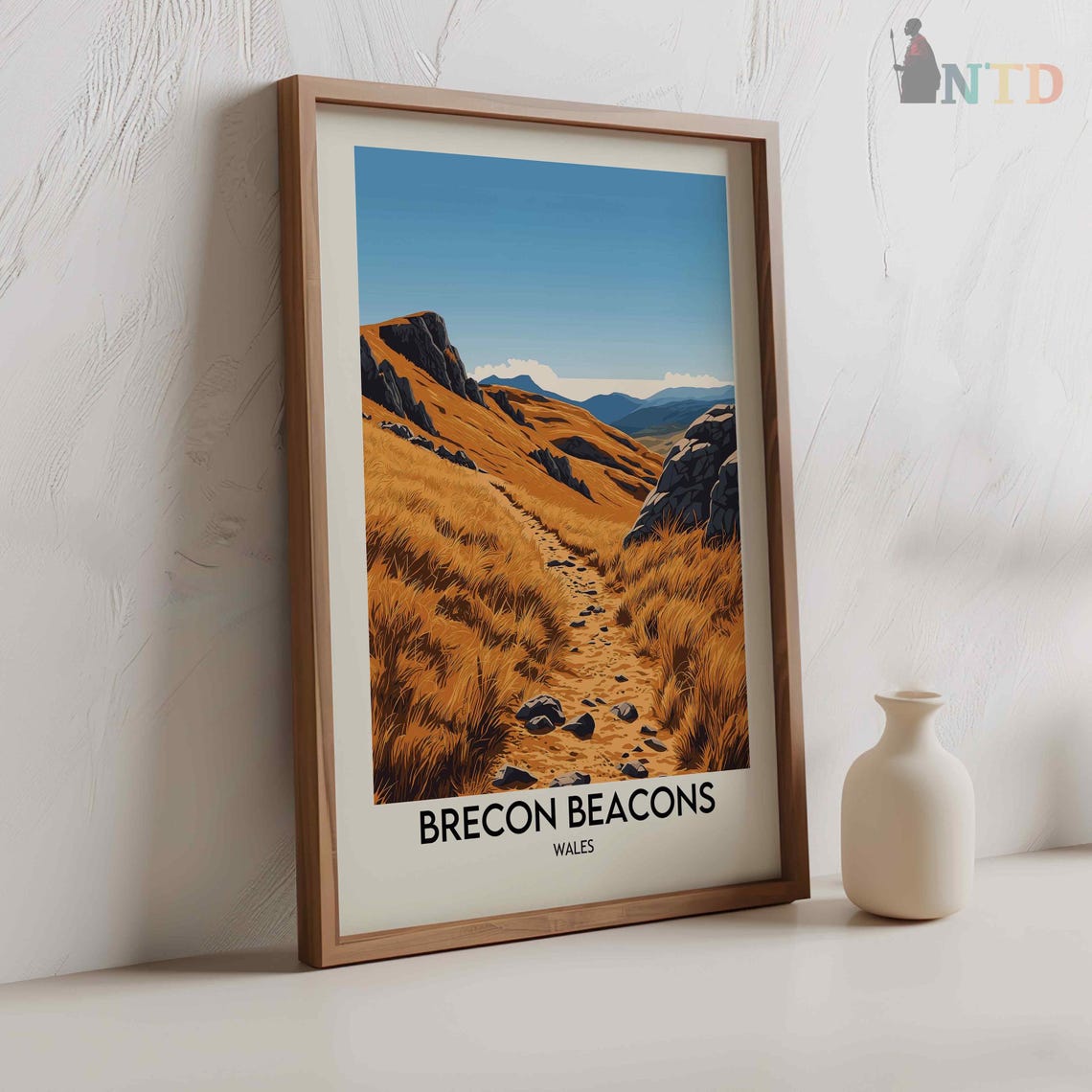 Brecon Beacons Wales Rocky Mountain Summit Trail Vintage Travel Poster - Image 2