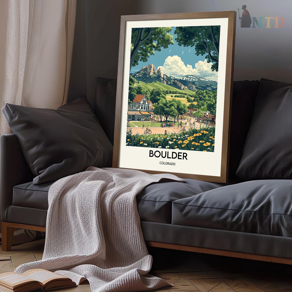 Boulder Colorado Flatirons Summer Wildflowers Main Street Poster - Image 3