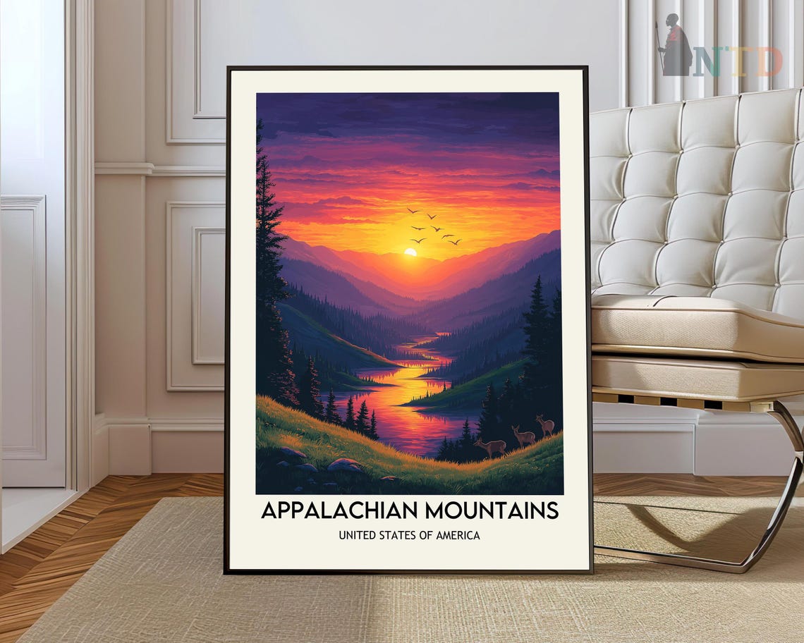 Appalachian Mountains Print Poster Trail Wall Art Mountain