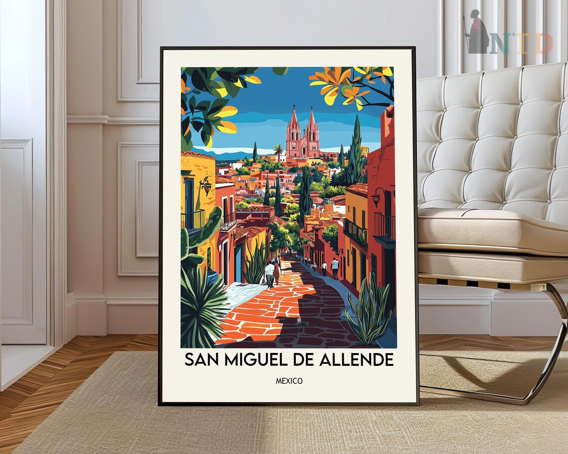 San Miguel de Allende Mexico Colorful Colonial Street Poster