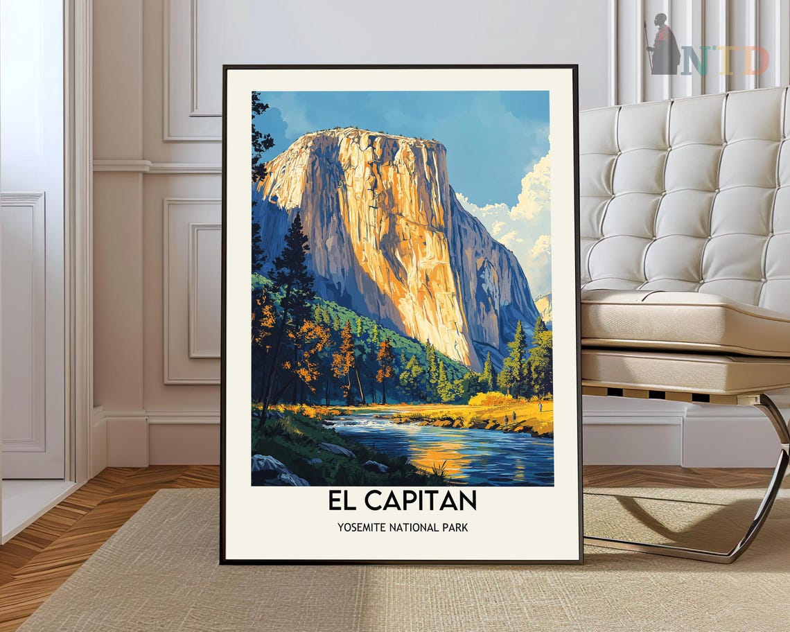 El Capitan Granite Cliff River Valley Yosemite National Park Poster