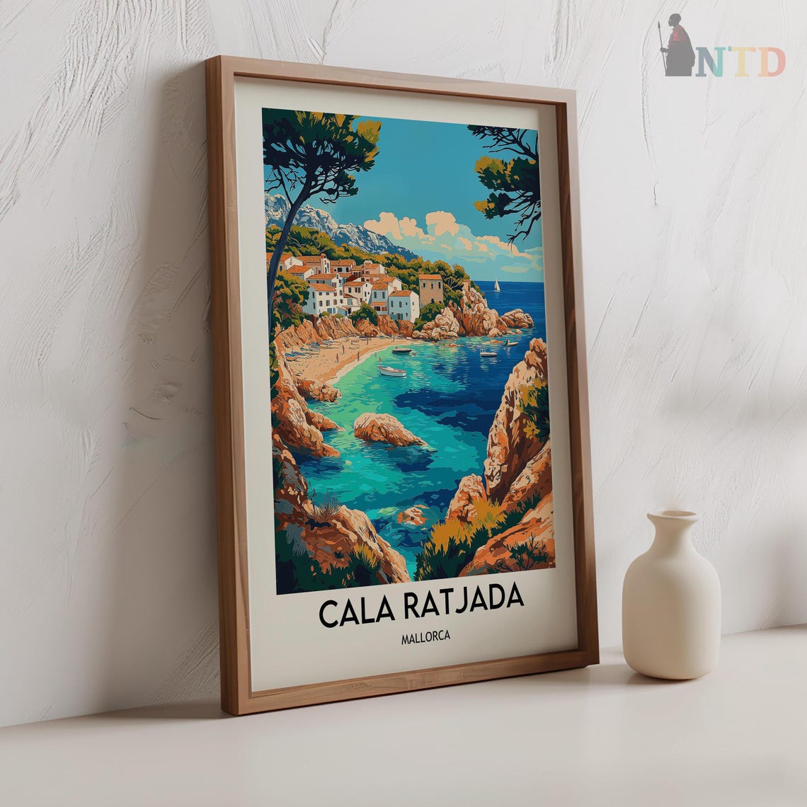 Cala Ratjada Mallorca Seaside Town Beach Cove Cliffs Travel Poster - Image 2