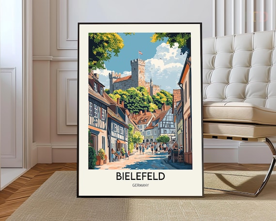 Bielefeld Germany Vintage Travel Poster Sparrenburg Castle Hill Old Town