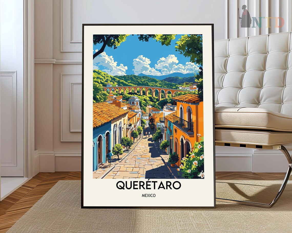 Queretaro Travel Poster, Mexico Wall Art Print