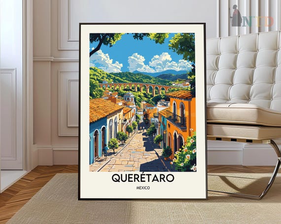 Queretaro Travel Poster, Mexico Wall Art Print