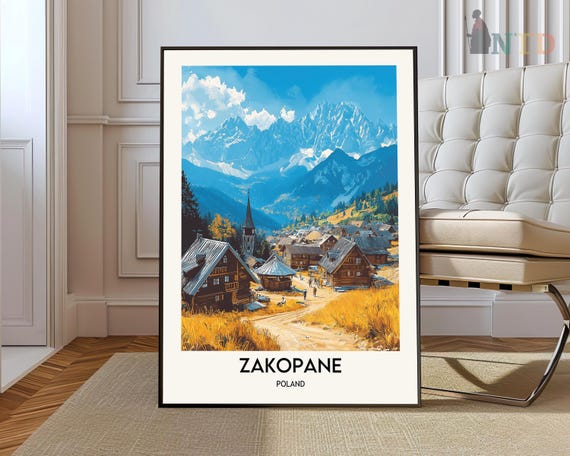 Zakopane Print Poster Polish Art Poland Lover Gift Wall Hanging Home Office Decor Town Illustration