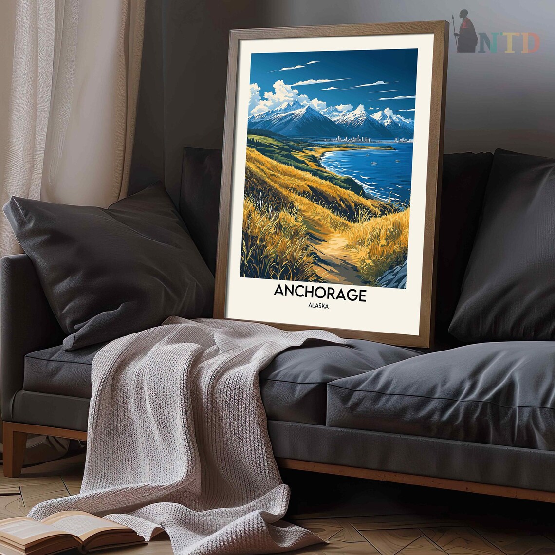 Anchorage Alaska Coastal Trail City Skyline Snow Peaks Day Poster - Image 3